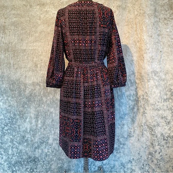 Loft Bohemian Black and Red Patterned dress with Tassels        size S - Picture 2 of 10